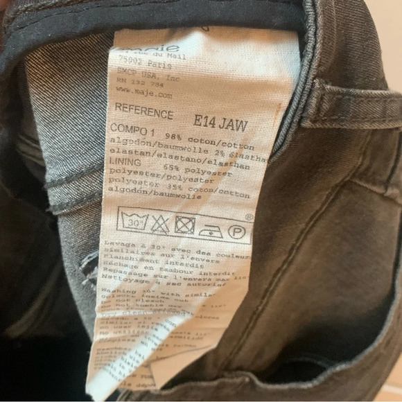 Maje Grey Skinny Jean Embroidered Back Pockets 38 - Picture 5 of 13